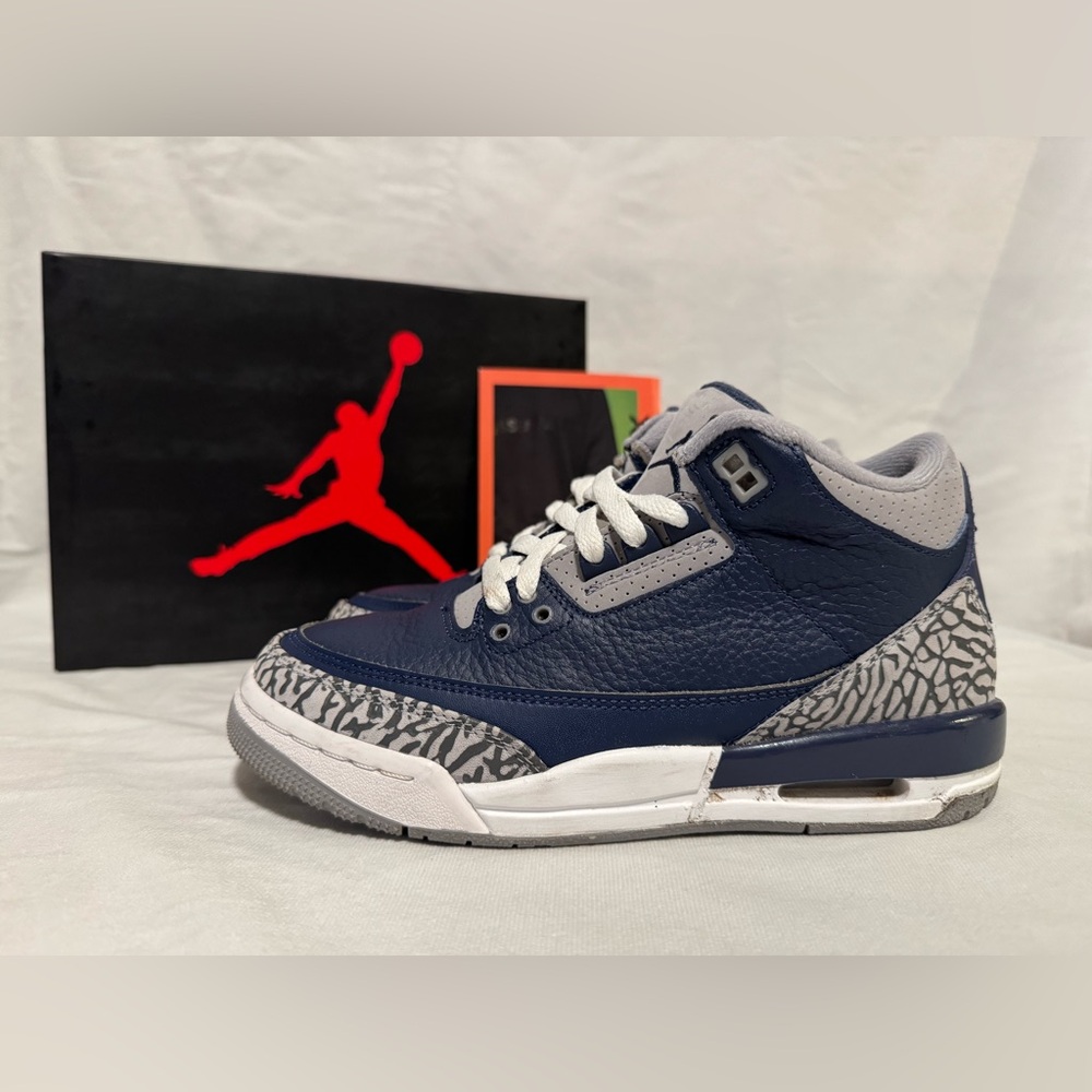 Nike Air Jordan 3 Retro GS 5.5Y/ Women 7 Georgetown Midnight Navy 398614-401